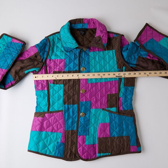 Silkland Women’s M Reversible Quilted Jacket Multicolor Brown Silk Patchwork - Picture 5 of 15